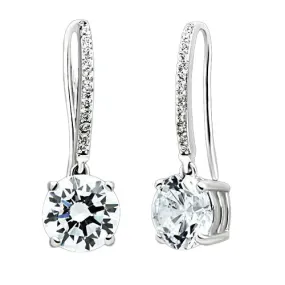 Rhodium 925 Sterling Silver Earrings with AAA Grade CZ in Clear for Women Clear Stone Color Style TS052