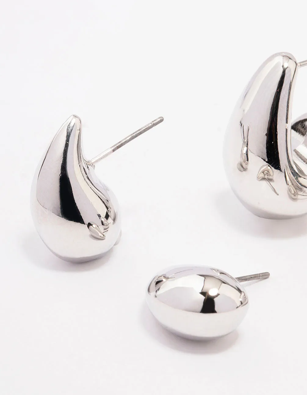 Rhodium Teardrop Shaped Earring Pack