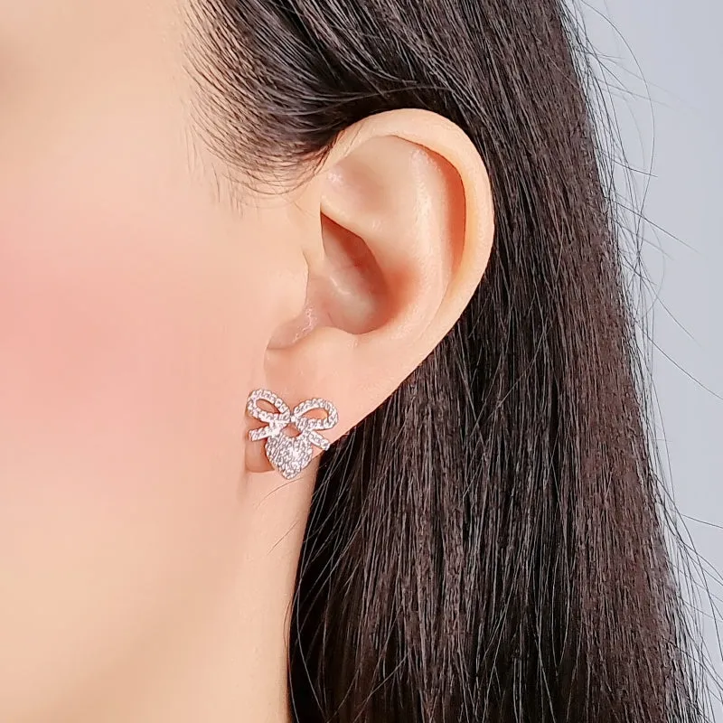 Ribbon Heart Cubic Zirconia Earring