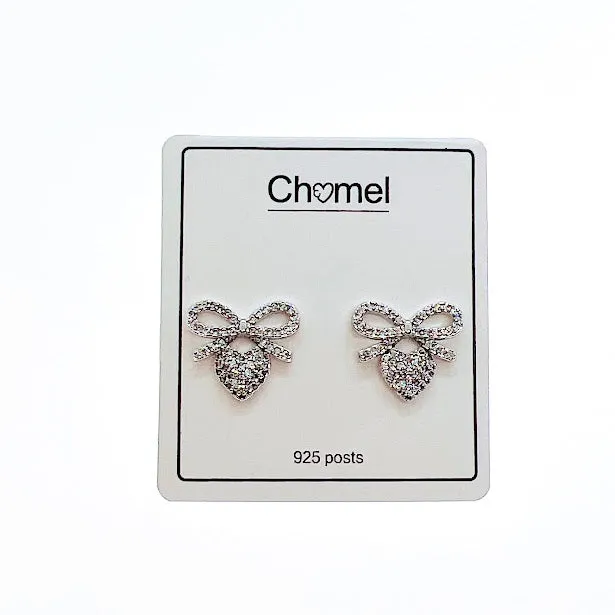 Ribbon Heart Cubic Zirconia Earring