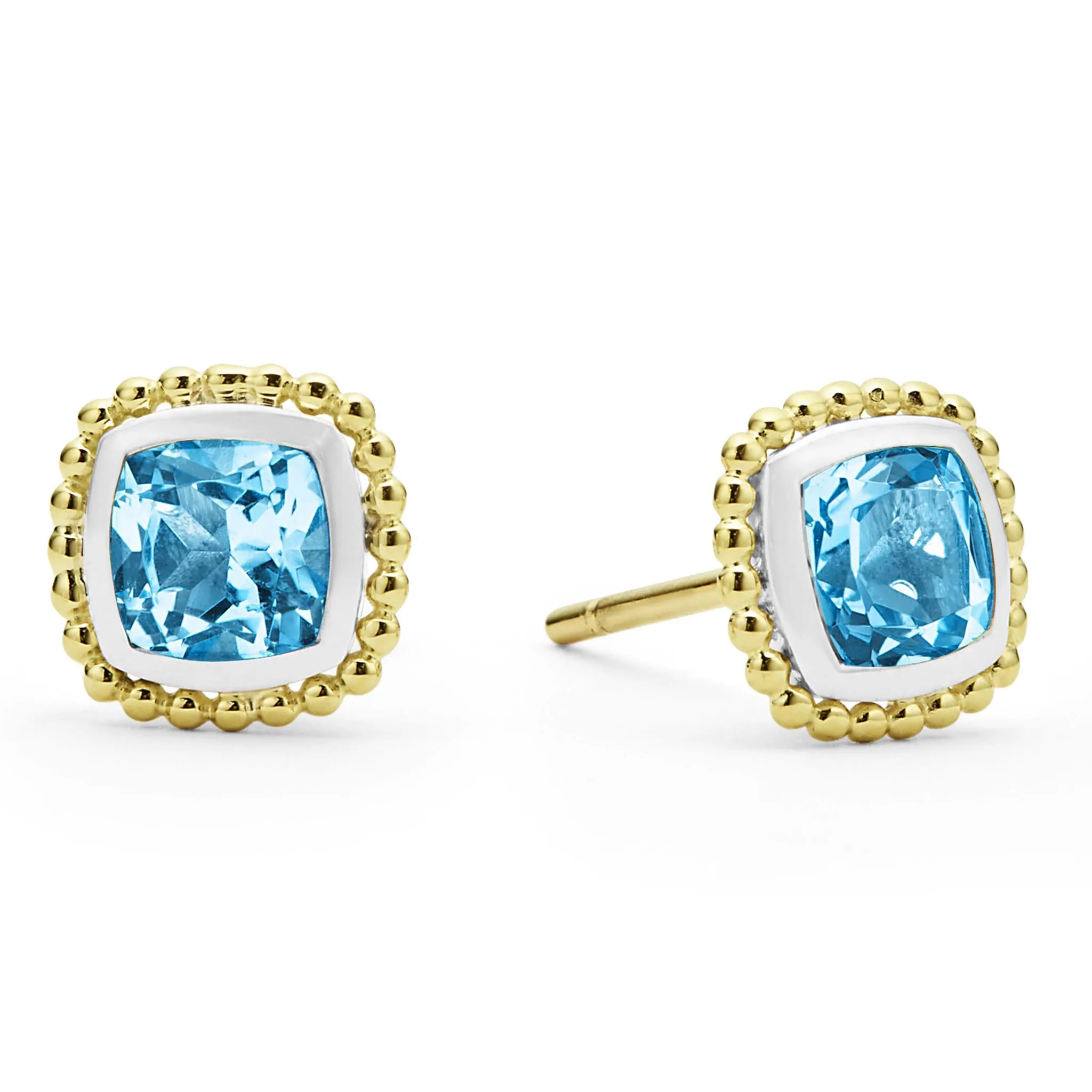 Rittenhouse Two-Tone Swiss Blue Topaz Stud Earrings