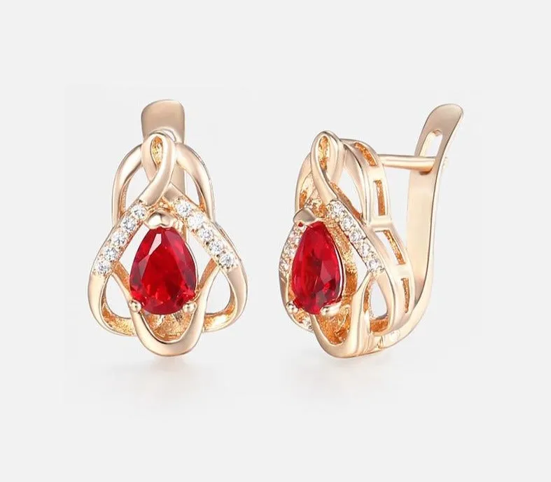 Royal Red CZ Earrings