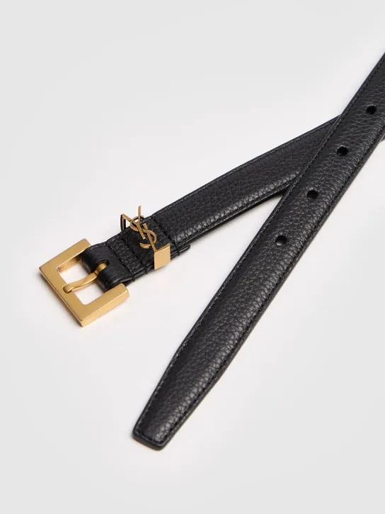 Saint Laurent   Monogram leather belt 