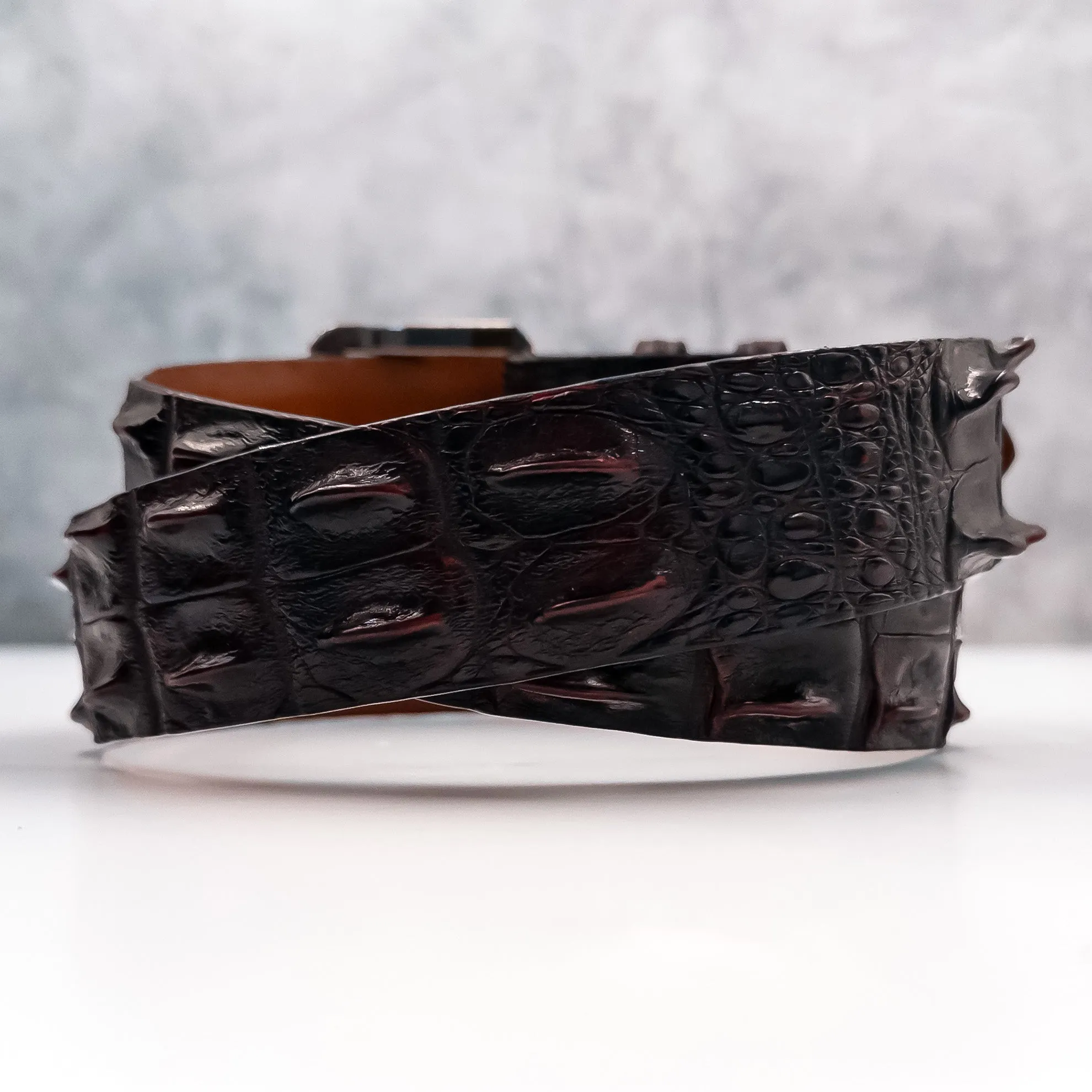 Saltwater Crocodile Belt: Black Cherry