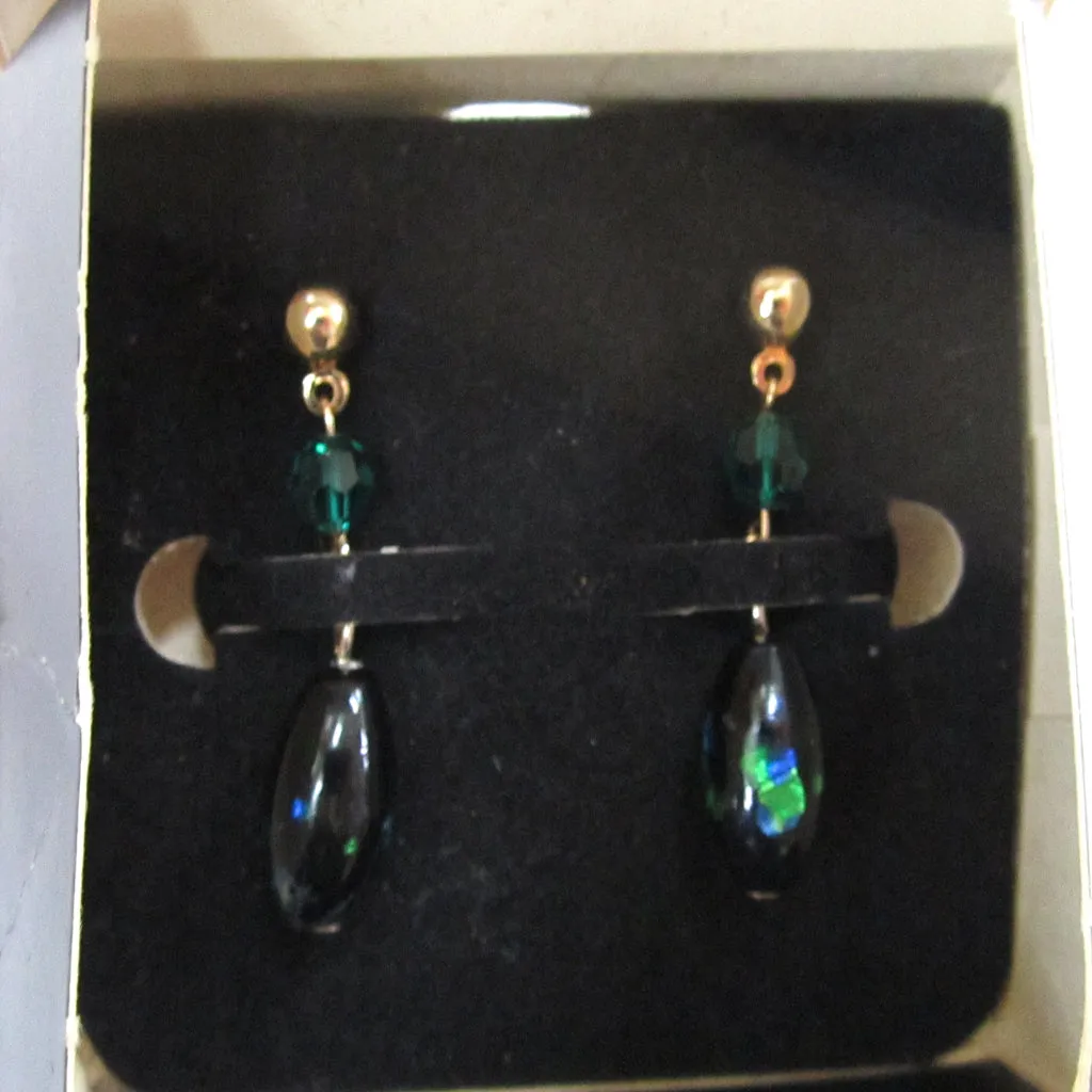 Sarah Coventry "Night Garden" Glass Earrings in Original Box