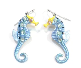 Seahorse Earrings - Seahorse Jewelry - Light Blue