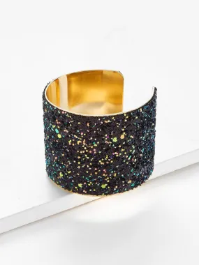 Sequin Overlay Wide Cuff Bracelet