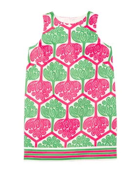 Sherine Sleeveless Shift Dress | Kelly Green / Pink