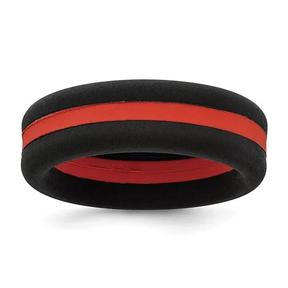 Silicone Black with Grey Line Center 7.5mm Flat Band Size