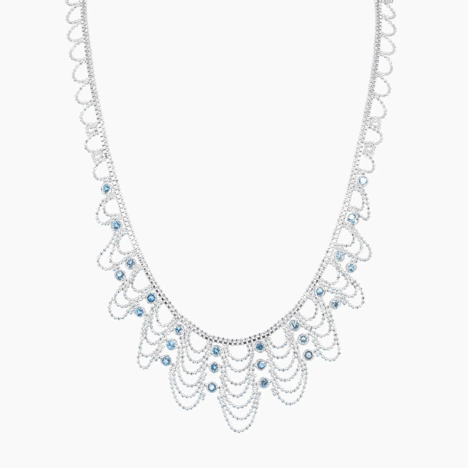 Silk Collection Crown Necklace with Blue Topaz Accents