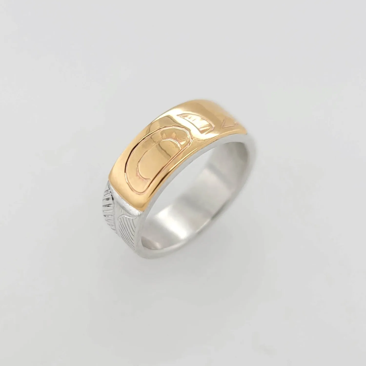 Silver 1/4" Band with Gold Moon