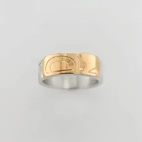 Silver 1/4" Band with Gold Moon