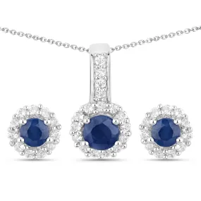 Silver Blue Sapphire Jewelry Set