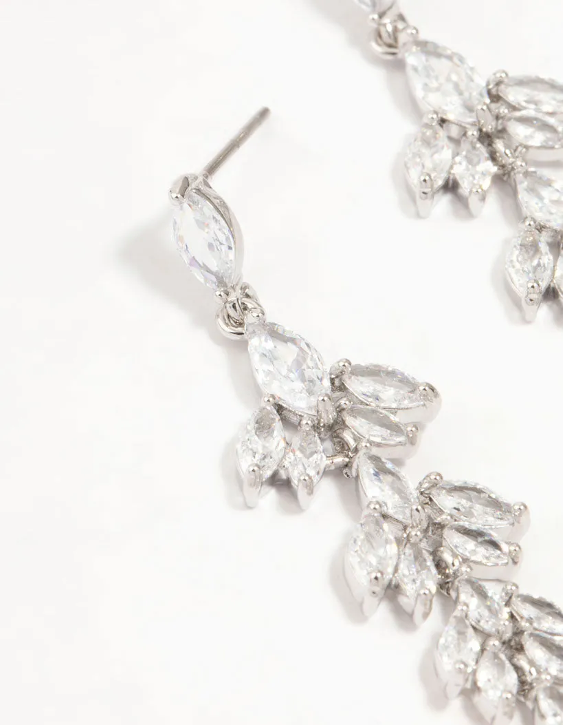 Silver Chandelier Cubic Zirconia Drop Earrings