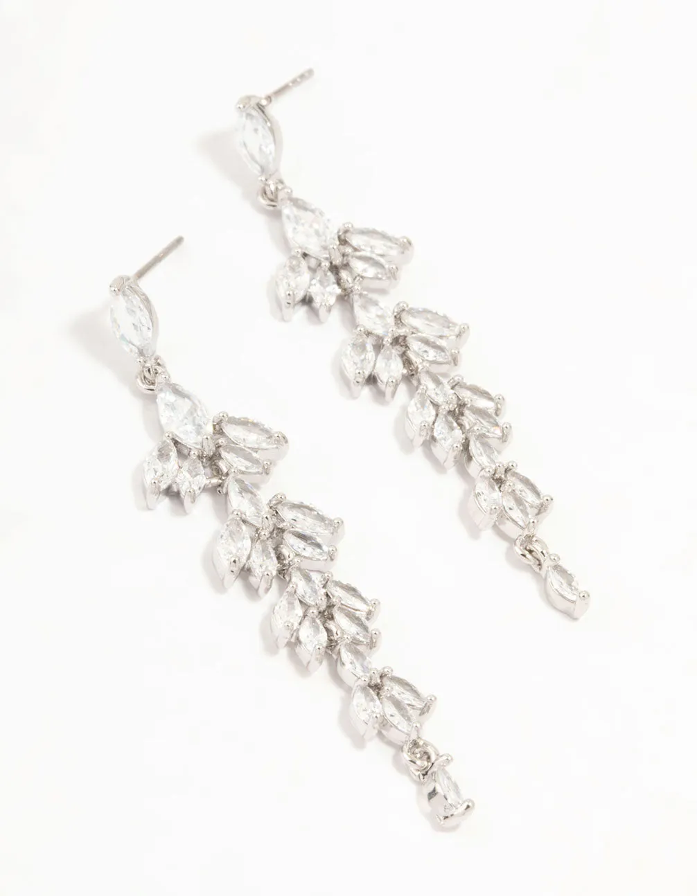 Silver Chandelier Cubic Zirconia Drop Earrings