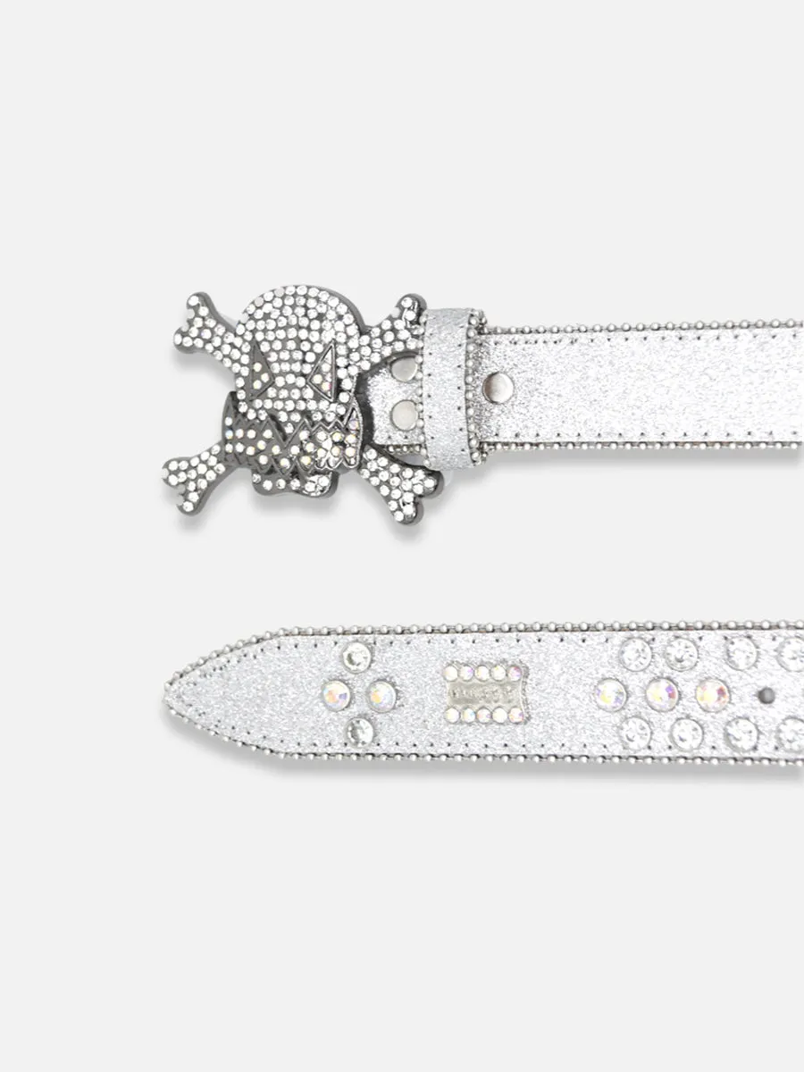 Silver Skull Rhinestone Belt