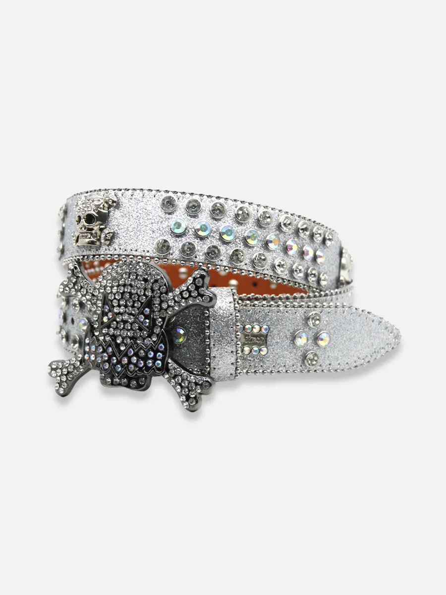 Silver Skull Rhinestone Belt