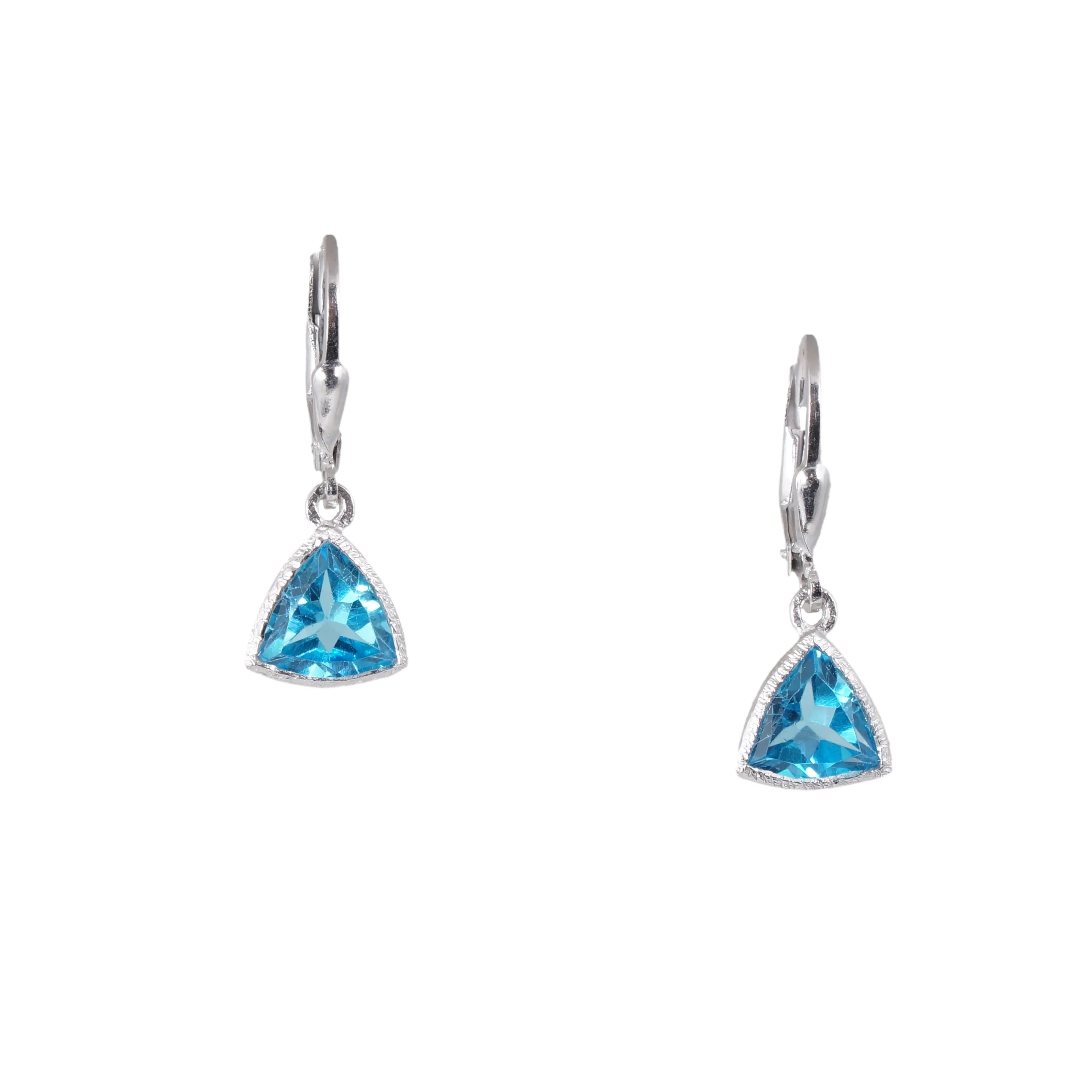 Silver Trillion Gemstone Earrings