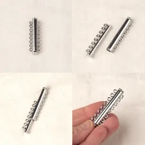 Silver Tube Clasp, Jewelry Supply,  One Cuff Bracelet Clasp , DIY jewelry kit , 8 rows tube clasp