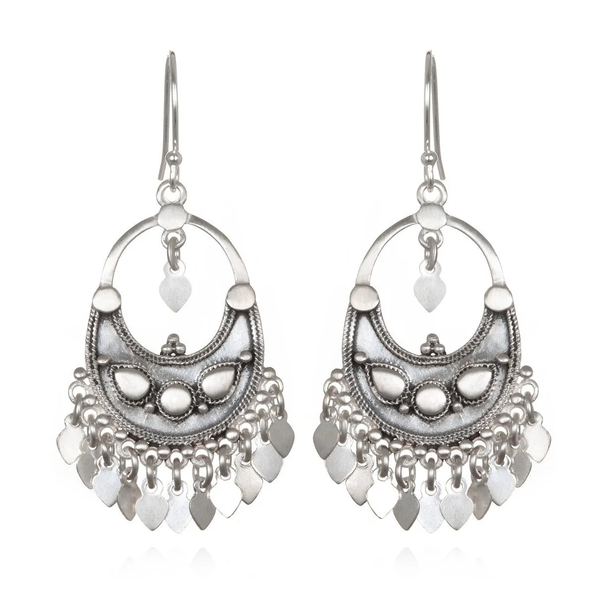 Silver Veils - Petal Chandelier Earrings