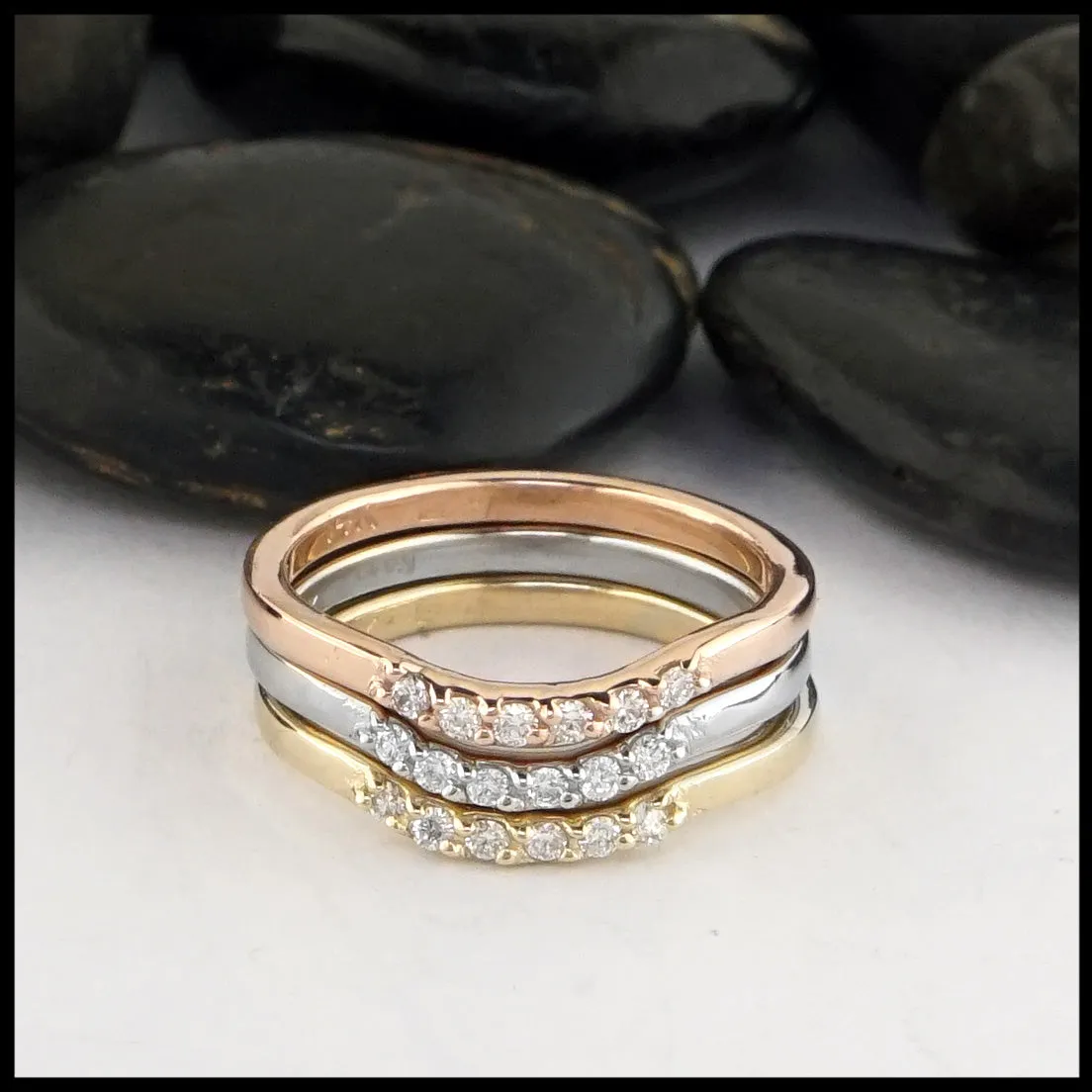 Simple Stacking Ring with Diamonds