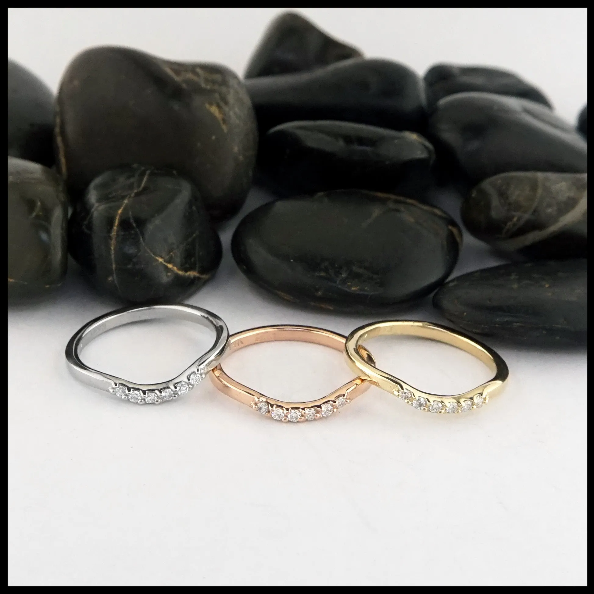 Simple Stacking Ring with Diamonds