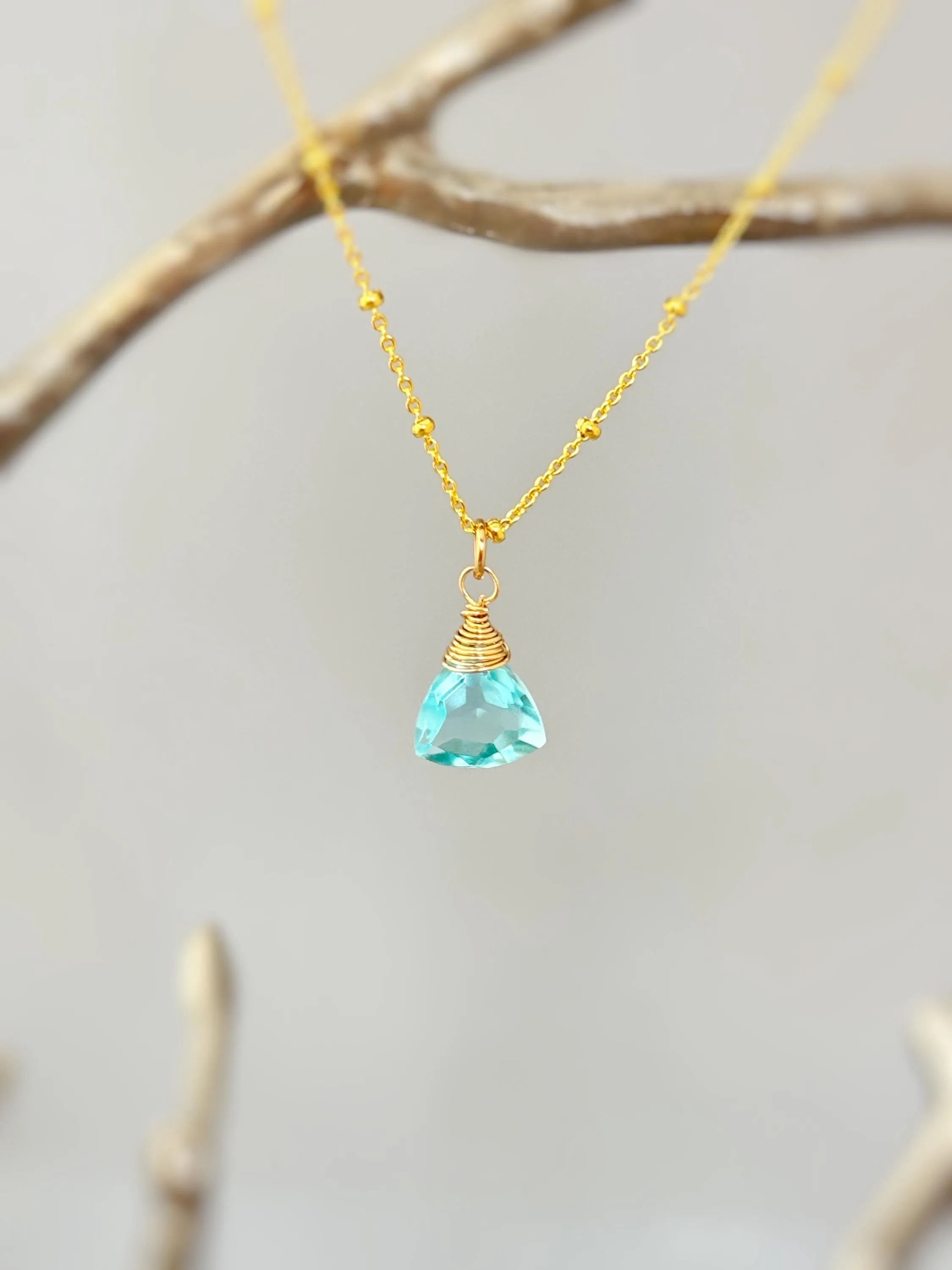 Sky Blue Topaz Necklace Gold, Sterling Silver, Rose Gold