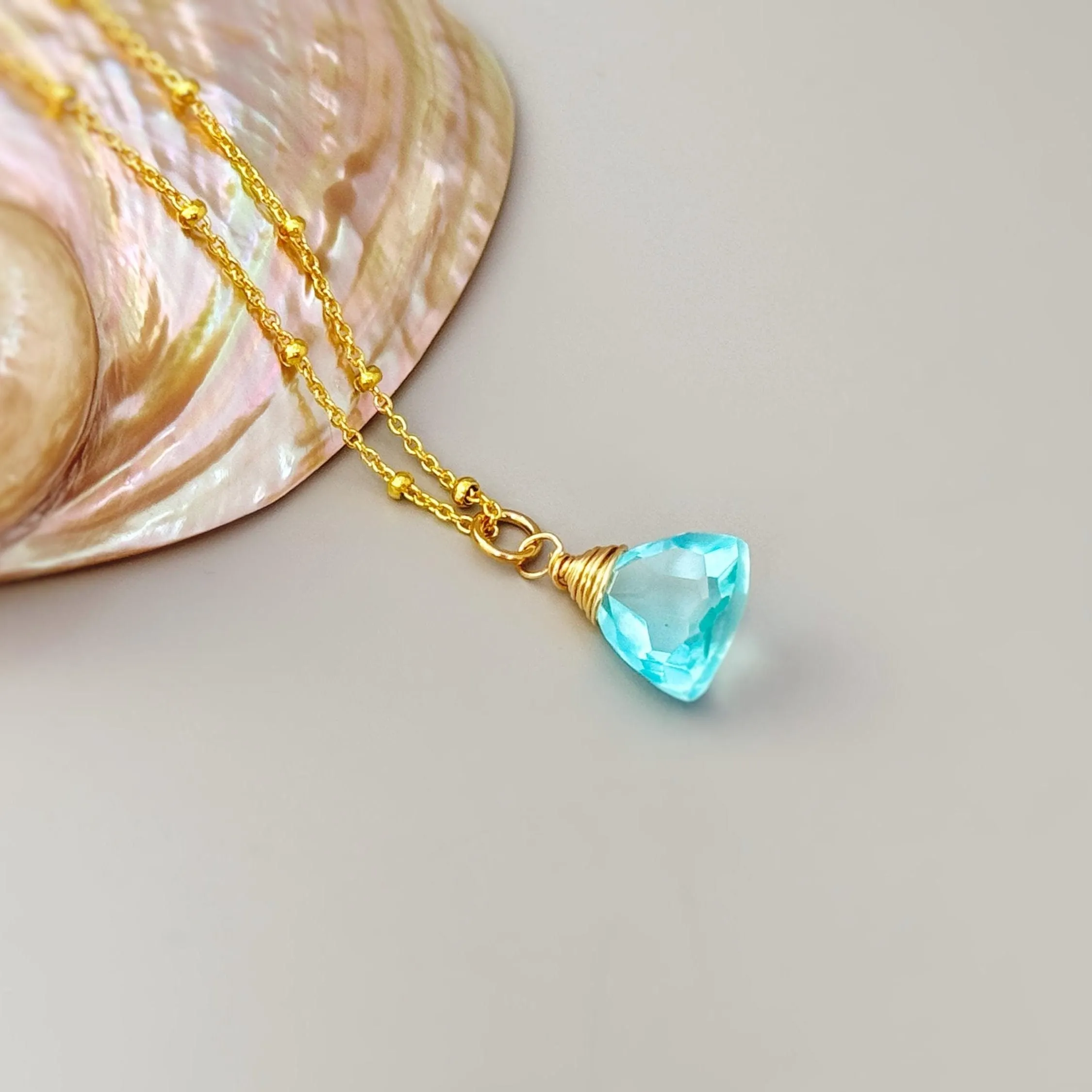 Sky Blue Topaz Necklace Gold, Sterling Silver, Rose Gold