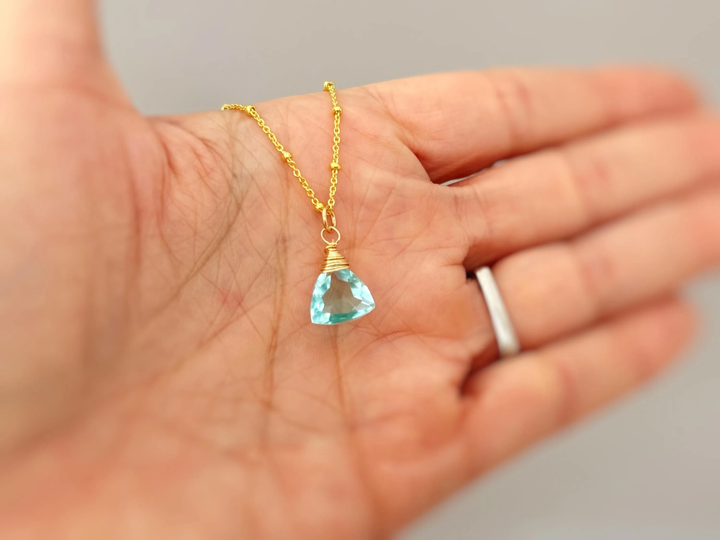 Sky Blue Topaz Necklace Gold, Sterling Silver, Rose Gold