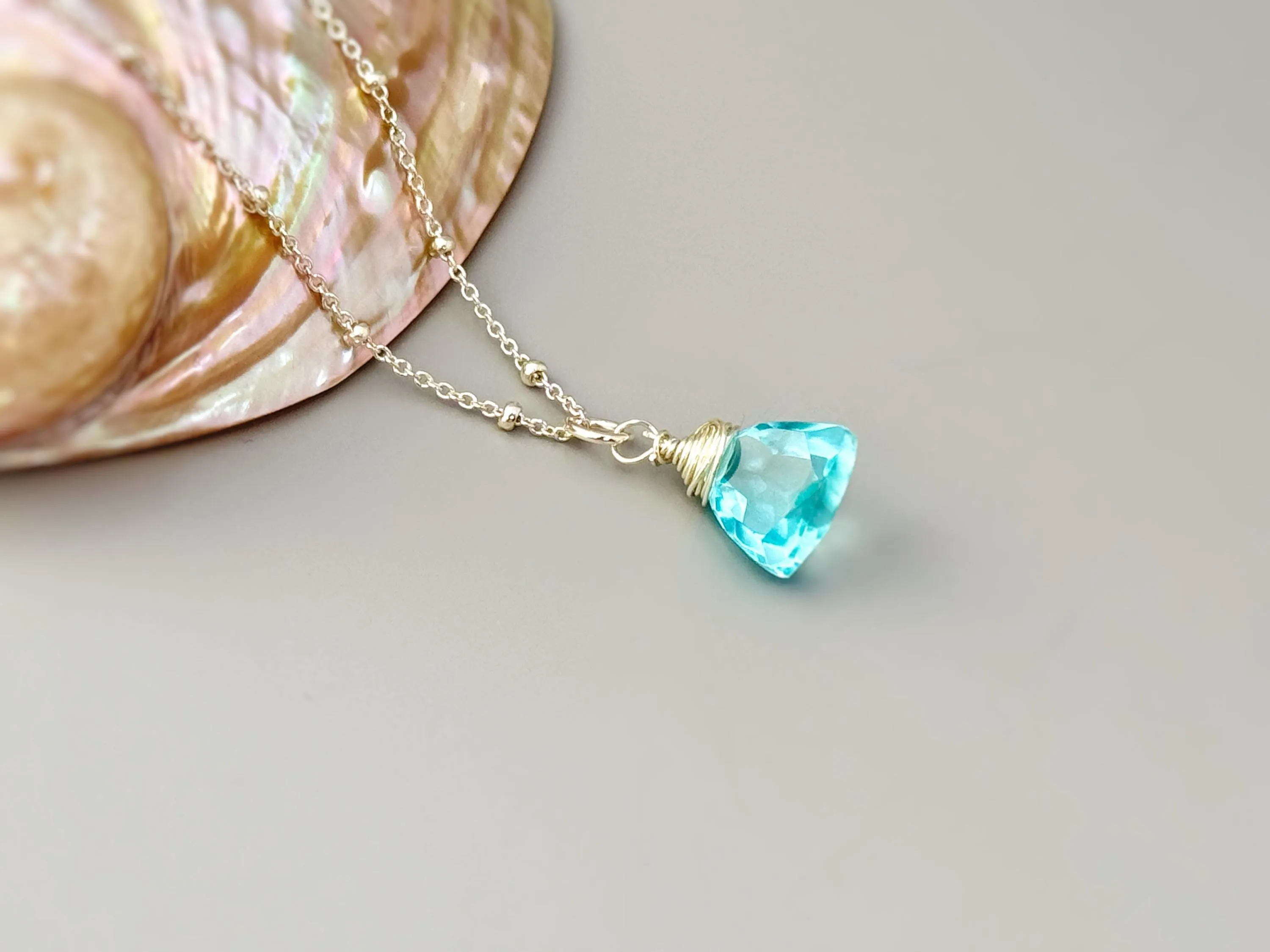 Sky Blue Topaz Necklace Gold, Sterling Silver, Rose Gold