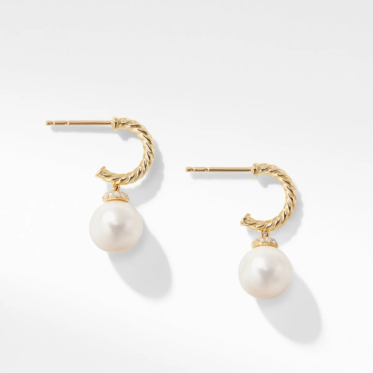 Solari Hoop Earrings with Diamonds and Pearls in 18K Gold