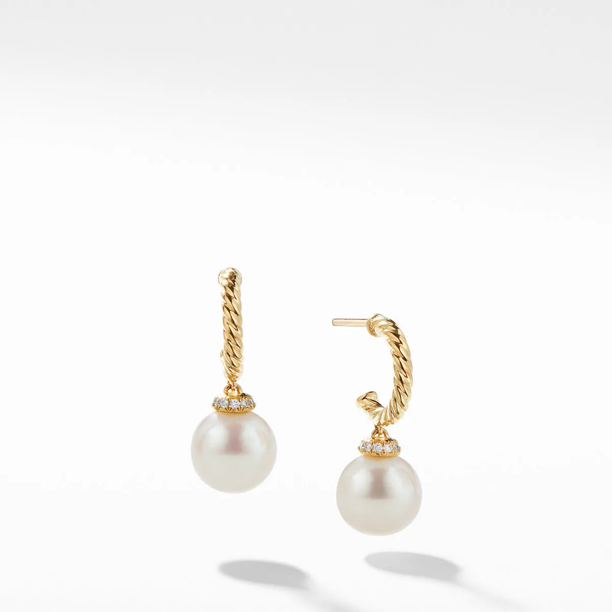 Solari Hoop Earrings with Diamonds and Pearls in 18K Gold