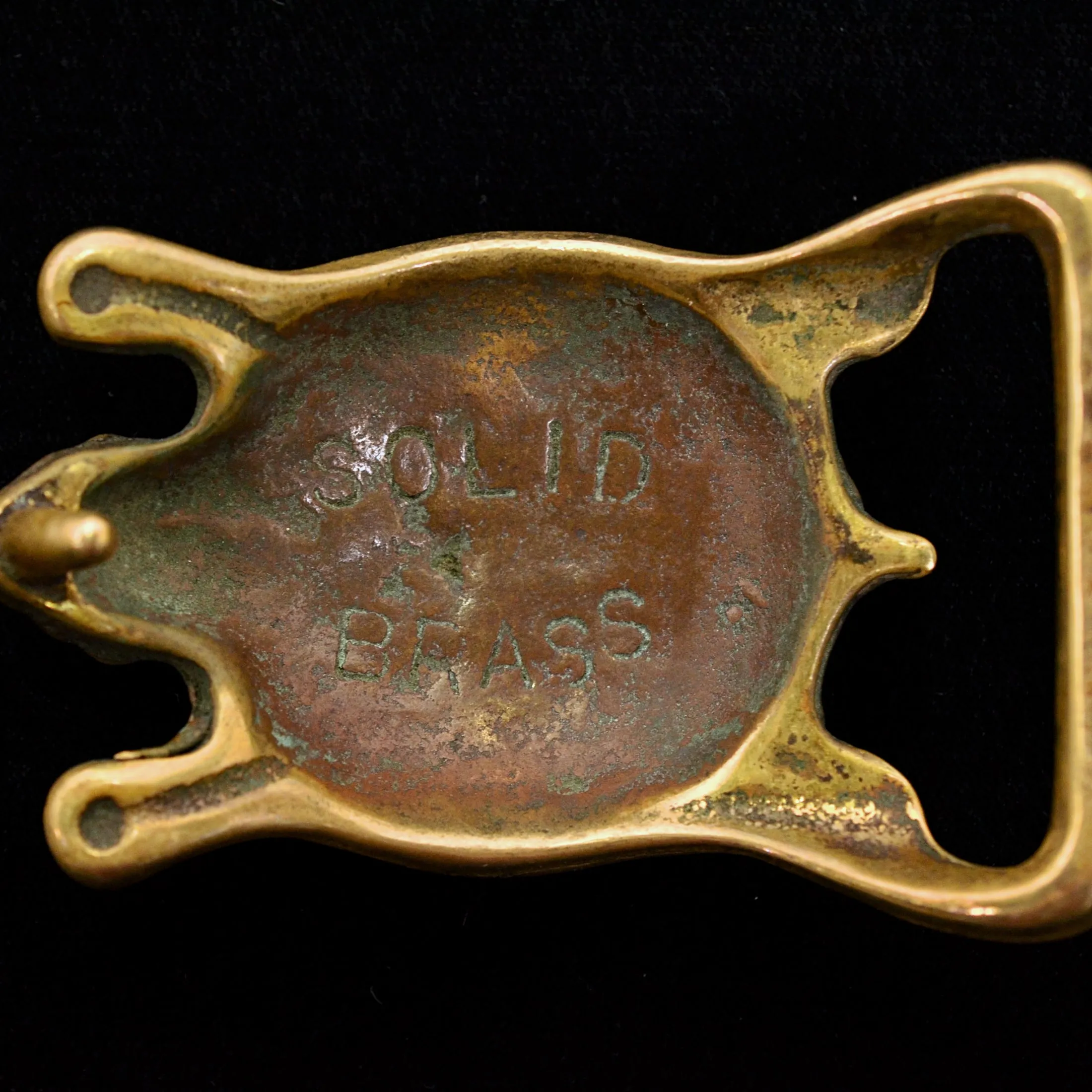 SOLD Vintage 70s Trinity Solid Brass Turtle Belt Buckle, Hippie Buckle 109.8 Grams