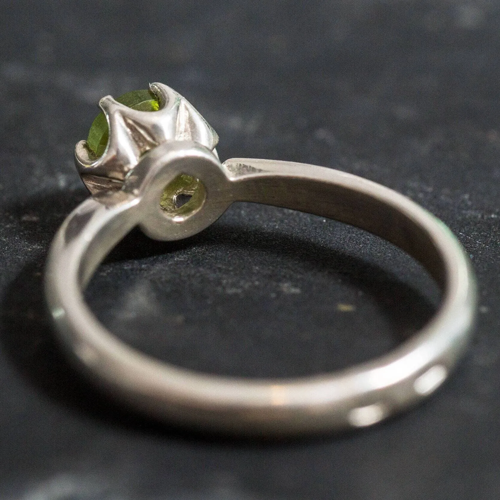 Solitaire Peridot Ring - Natural Peridot Ring, Green Dainty Ring