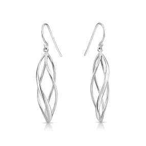 Spiral French-Hook Dangle Earrings in Sterling Silver