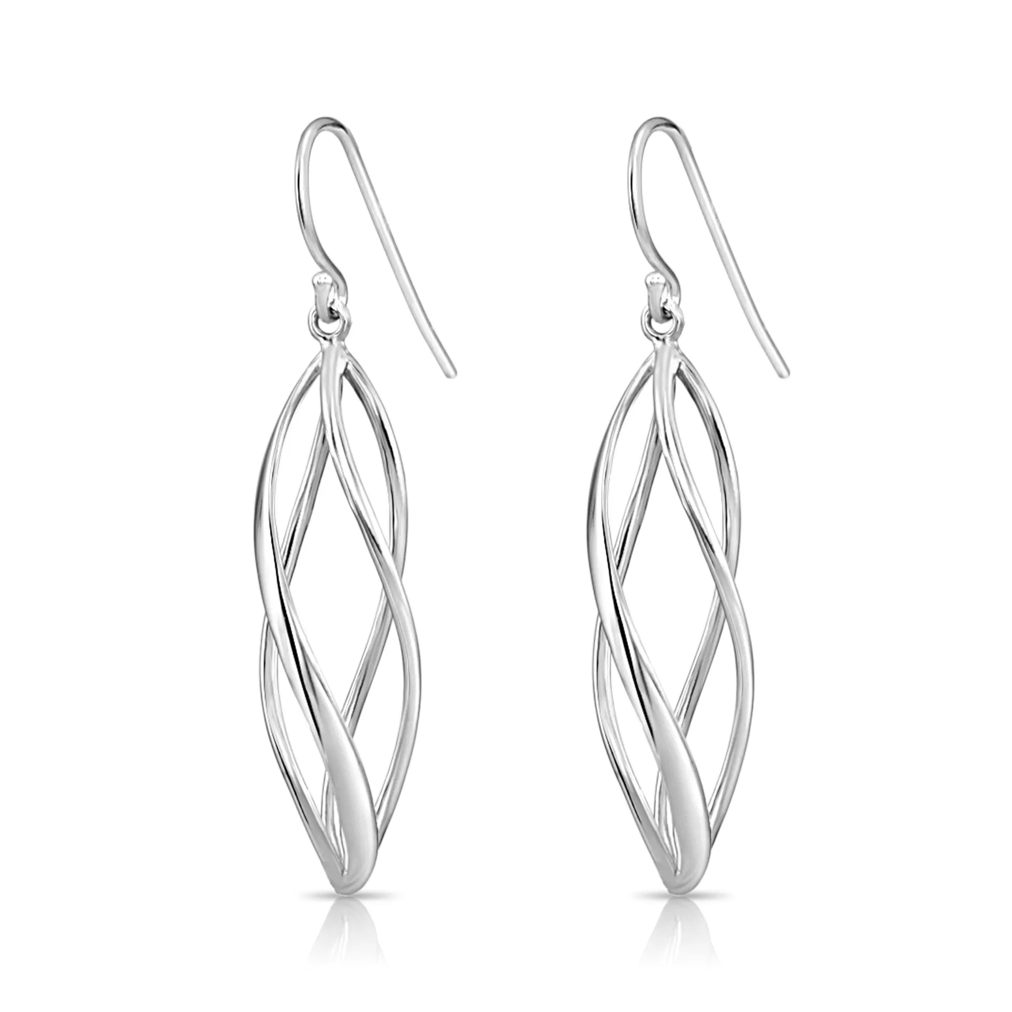 Spiral French-Hook Dangle Earrings in Sterling Silver