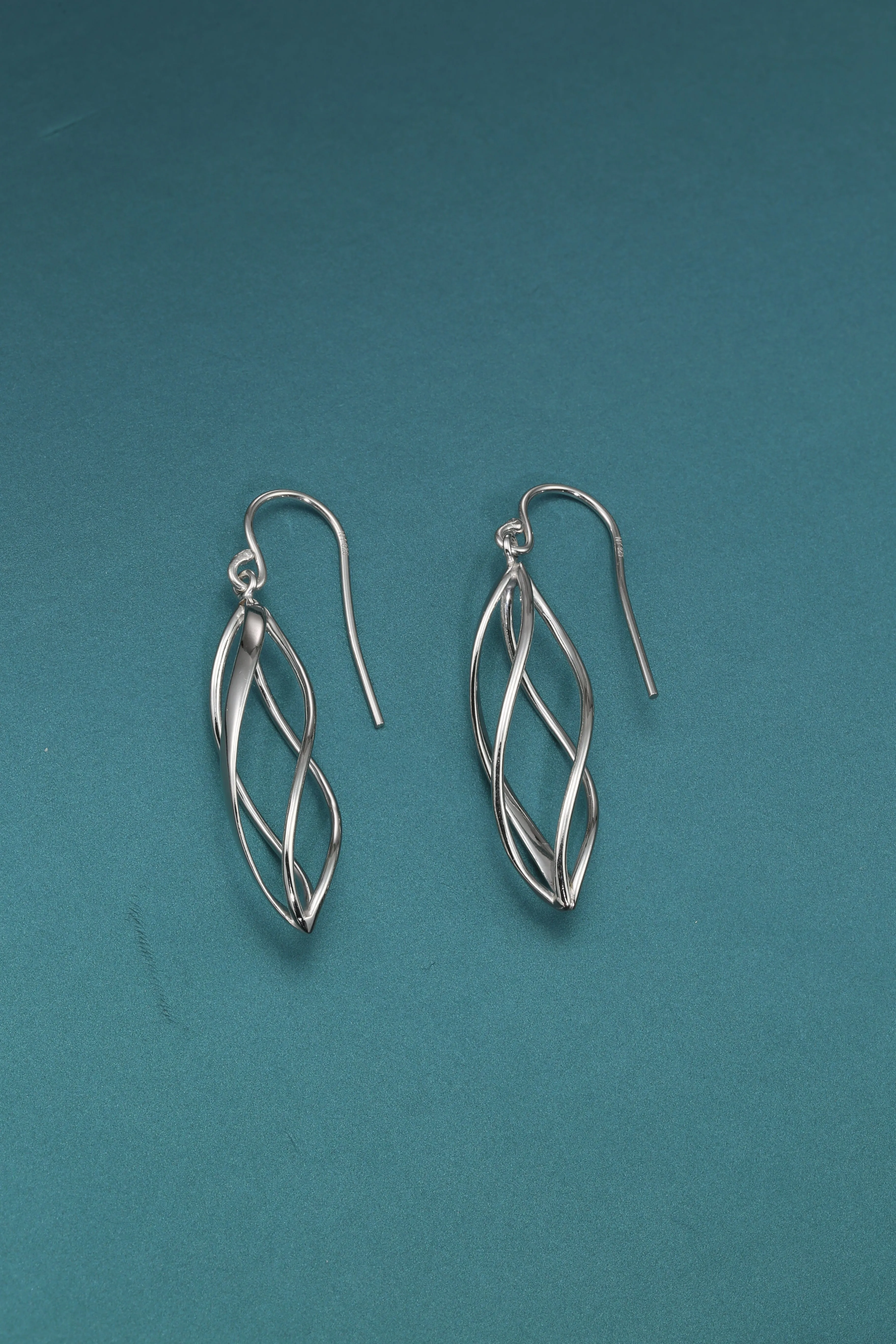 Spiral French-Hook Dangle Earrings in Sterling Silver