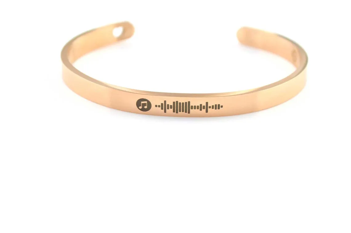 Spotify Code Scan Music Bracelet, Personalized Bracelet, Cuff for Favourite Album Artist, Gifts for Her and Him, Playlist Song Gifts