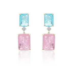 Square Cubic Zirconia Crystal Drop Earring  Party Jewelry