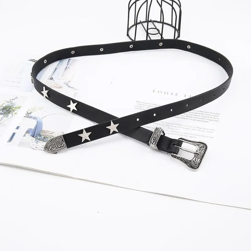 Star PU leather adjustable belt