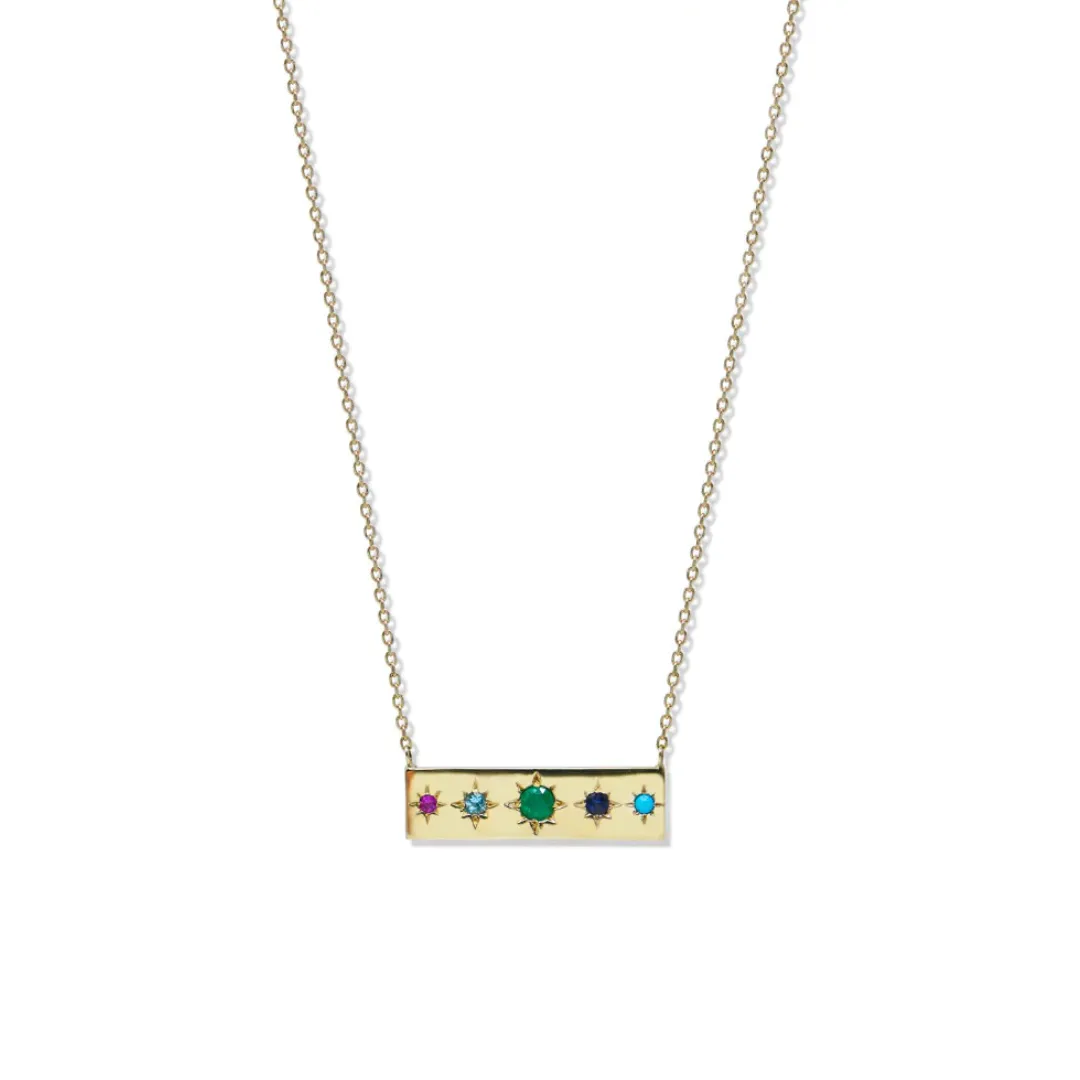 Starburst Gemstone Bar Necklace