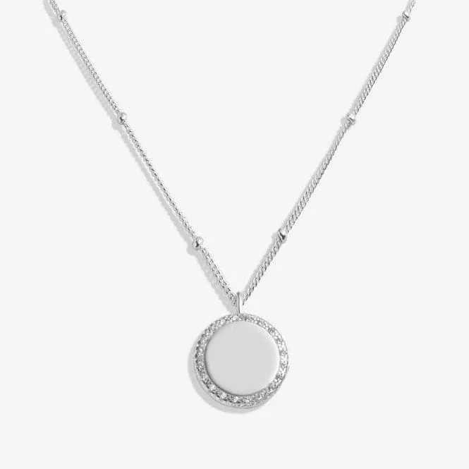 Sterling Silver 18th Birthday Disc Pave 46cm   5cm Necklace JJS0020