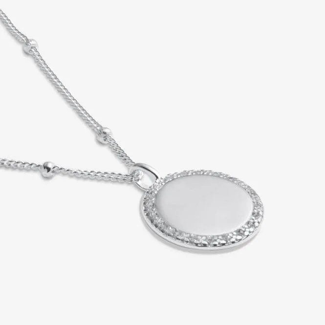 Sterling Silver 18th Birthday Disc Pave 46cm   5cm Necklace JJS0020