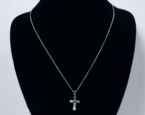 Sterling Silver and Topaz Crucifix Pendant on Sterling Silver Chain - 19"