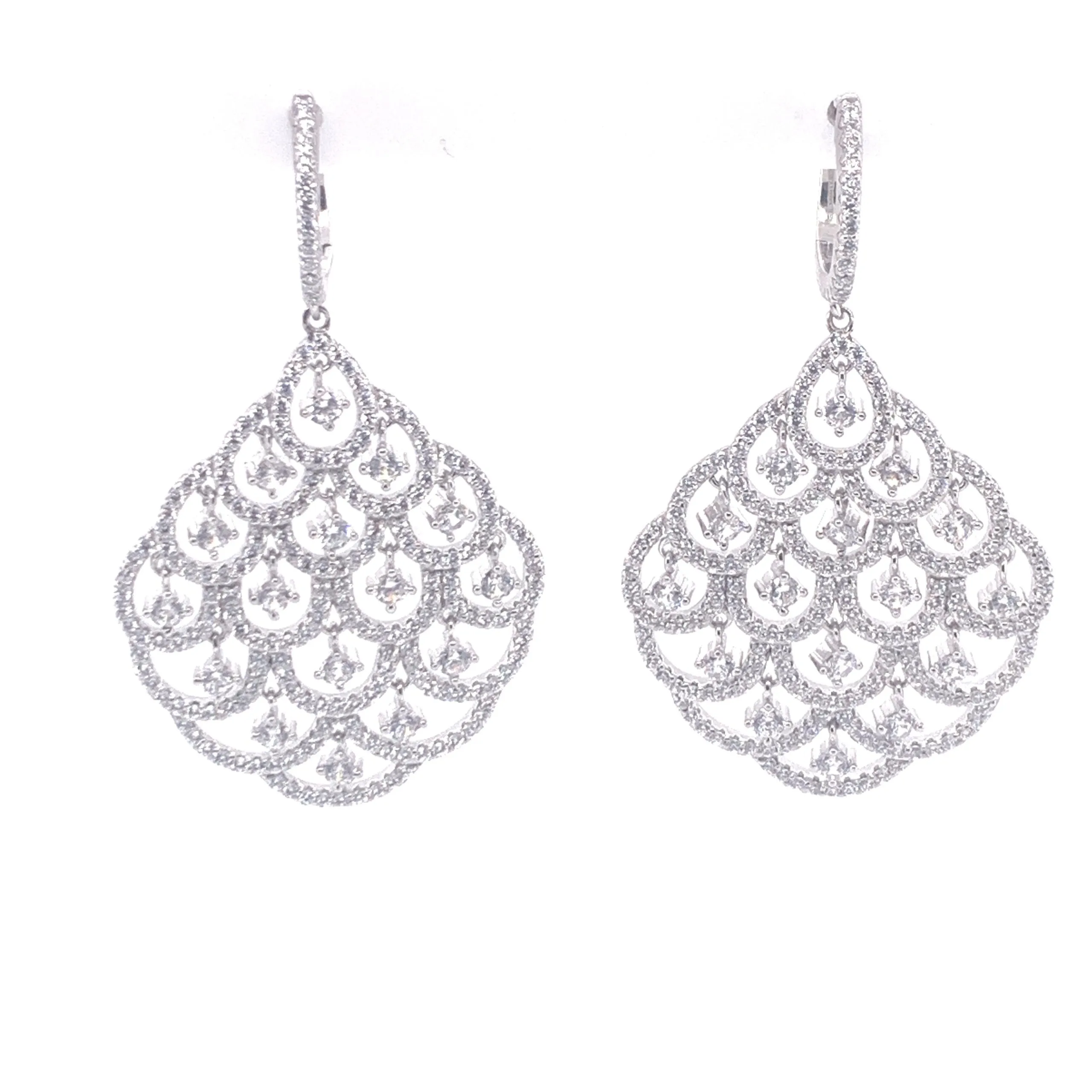 Sterling Silver Crystal Chandelier Dangle Earrings