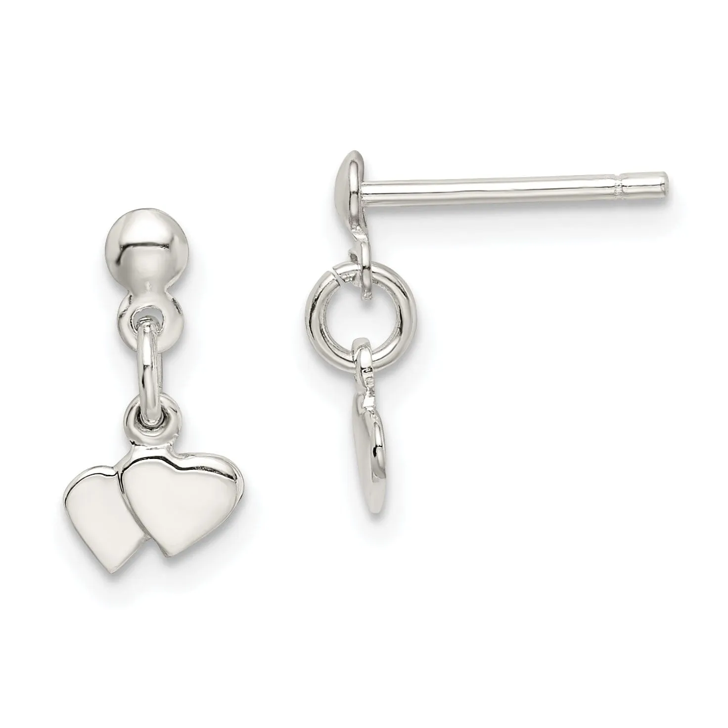 Sterling Silver Dangling Hearts Earrings