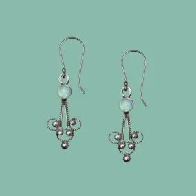 Sterling silver earrings for Woman. Delicate Filigree Israeli earrings set with Stones.