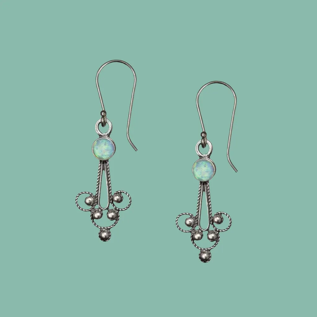 Sterling silver earrings for Woman. Delicate Filigree Israeli earrings set with Stones.