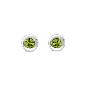 Sterling Silver Peridot 4mm Round Framed Stud Earrings