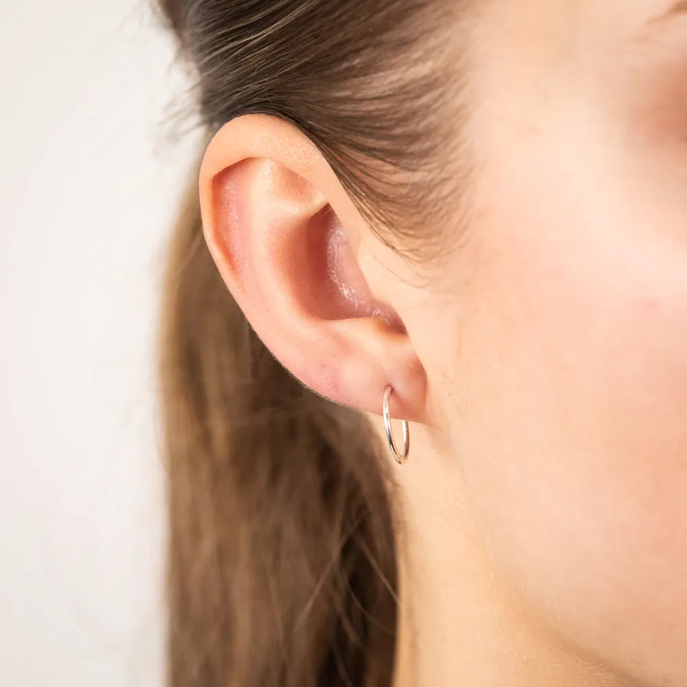 Sterling Silver Plain 12mm Sleeper Earrings